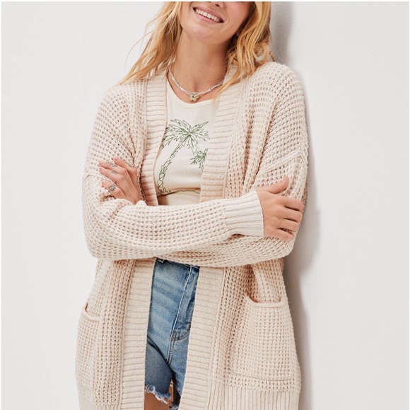 American Eagle Outfitters Sweaters - American Eagle Long Cardigan, Cream, Size Small